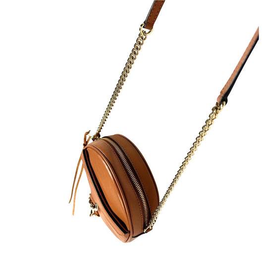 Vintage Rebecca Minkoff MAC Circle Brown Leather Round Crossbody Bag w Dust Bag