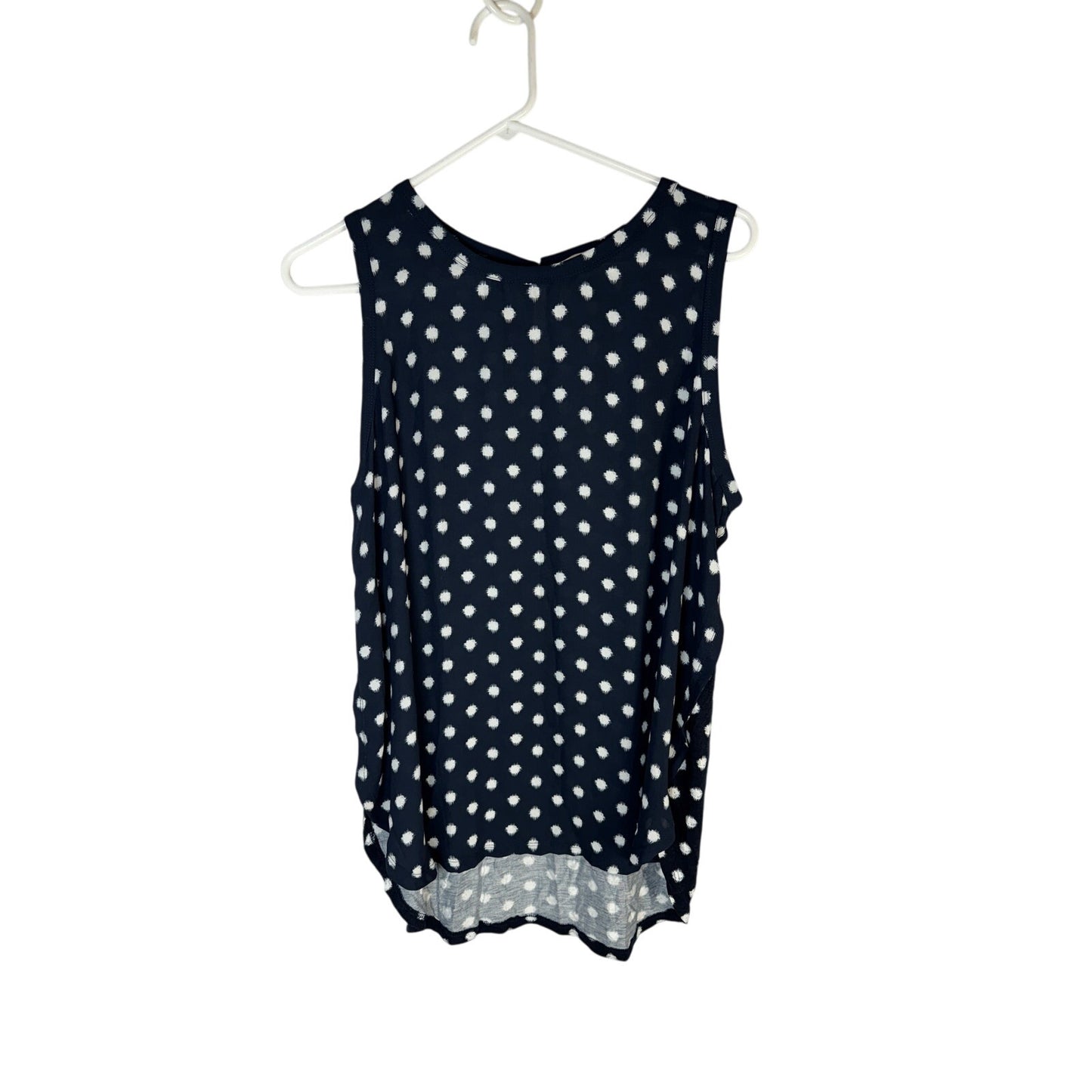 Vintage LOFT Sleeveless Top - Navy Blue Polka Dot - Large