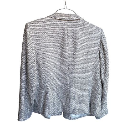 Talbots Silver Textured Blazer Plus Size 14W Silver Gray Weave Jacket Workwear