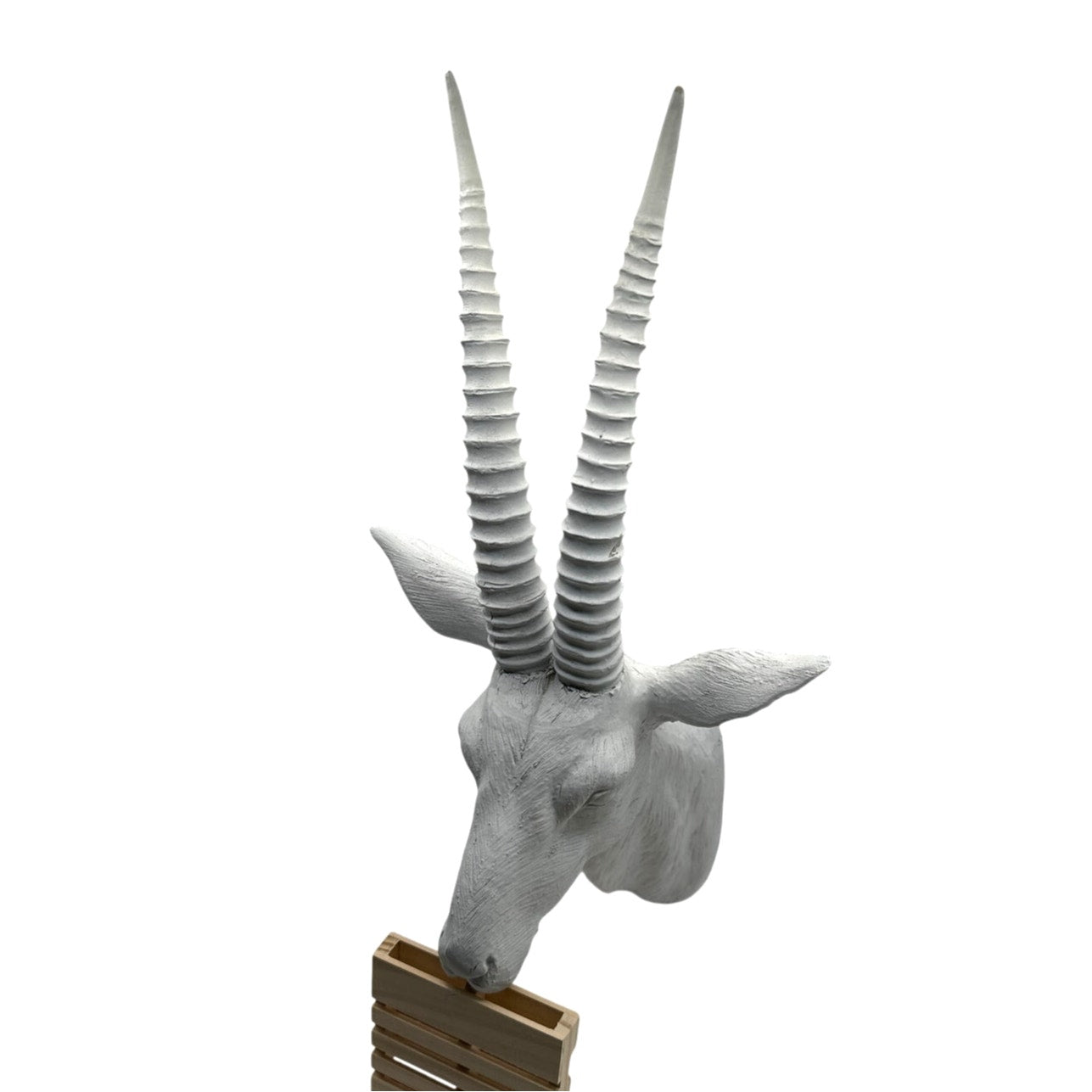 Vintage White Ceramic Wall-Mounted Antelope Head - Approx 21" Tall Plaster Decor