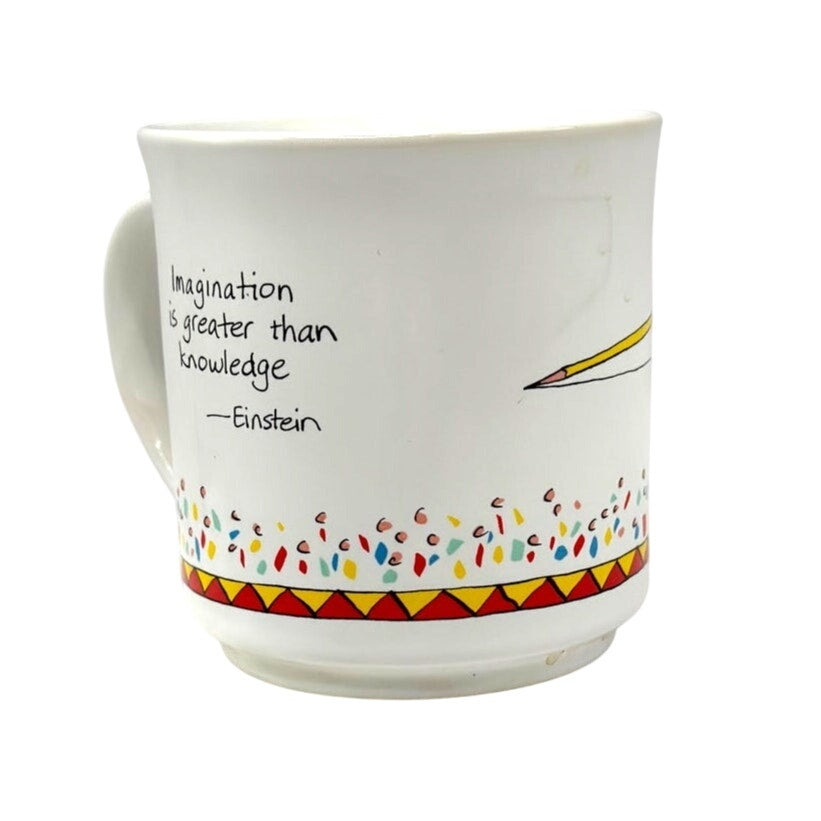 Vintage Mug Recycled Paper Products Einstein Quote, Artist Signed, Made in Japan