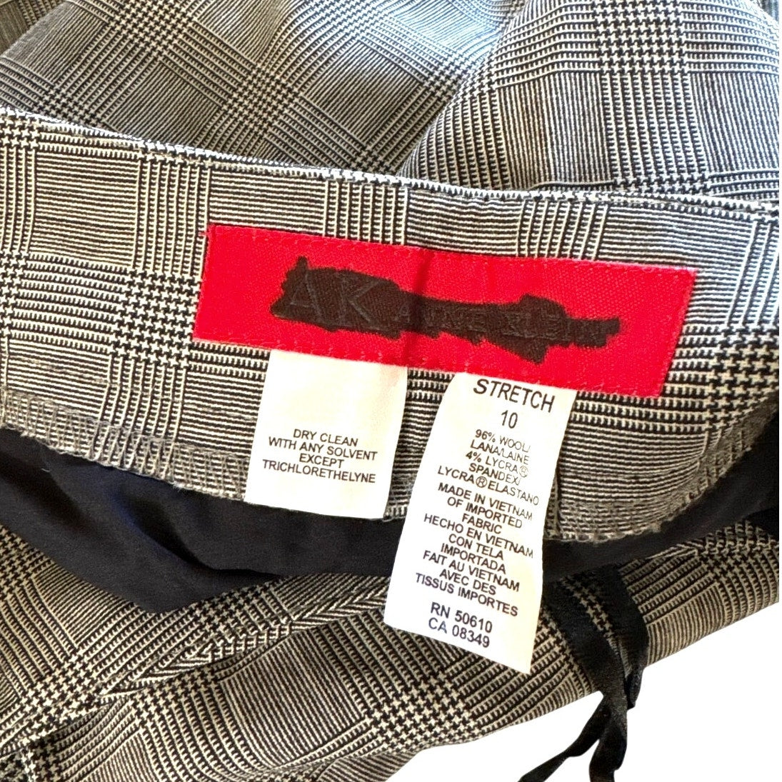 Vintage Anne Klein Women's Pants Size 10 Grey Gingham Classic Trousers