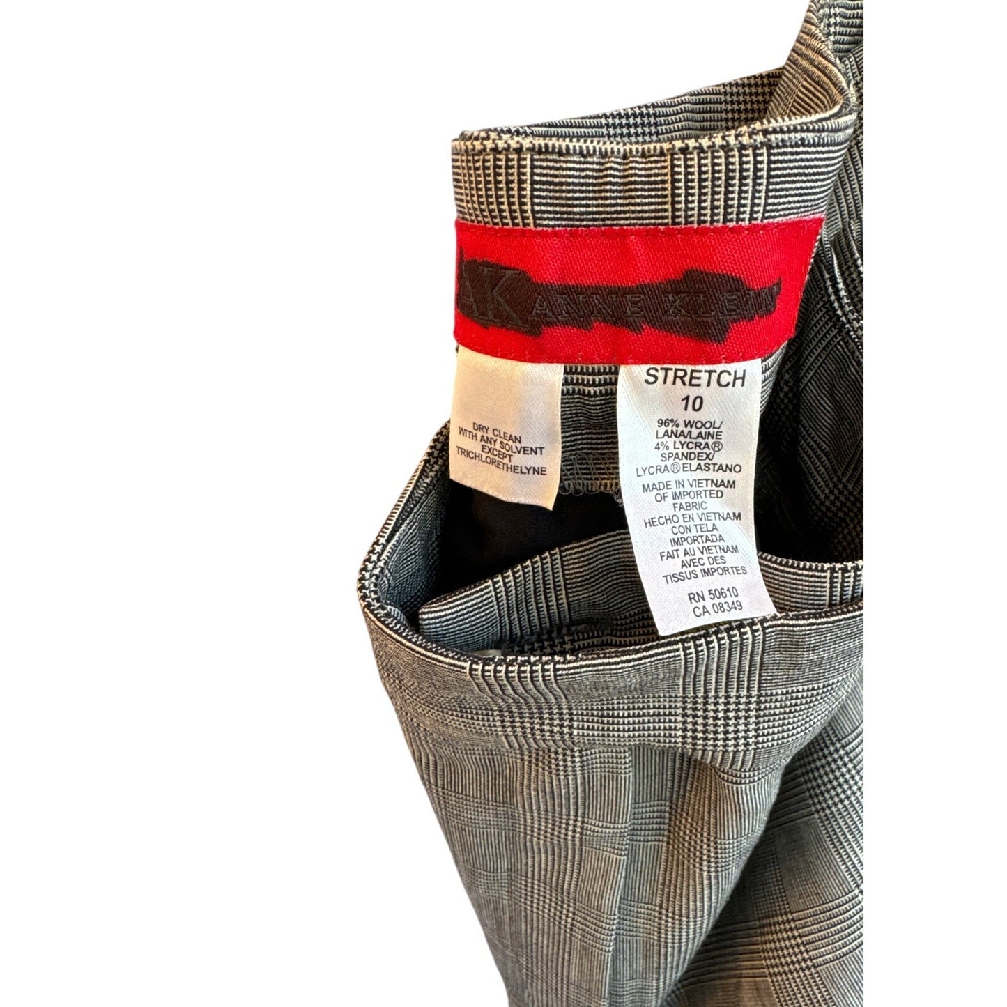 Vintage Anne Klein Women's Pants Size 10 Grey Gingham Classic Trousers