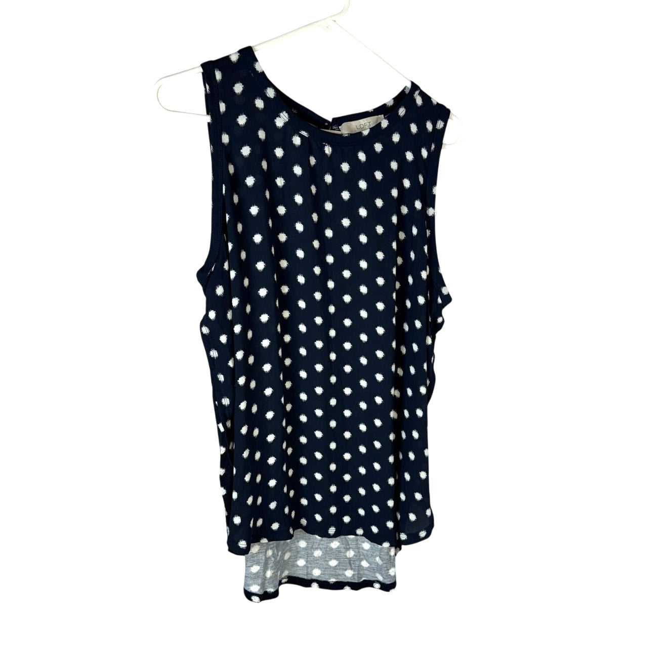 Vintage LOFT Sleeveless Top - Navy Blue Polka Dot - Large