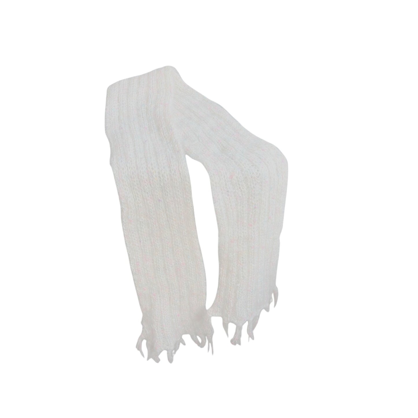 Vintage 1980s Woof HandKnit Cream Pastel Scarf - Mohair Merino - NWOT
