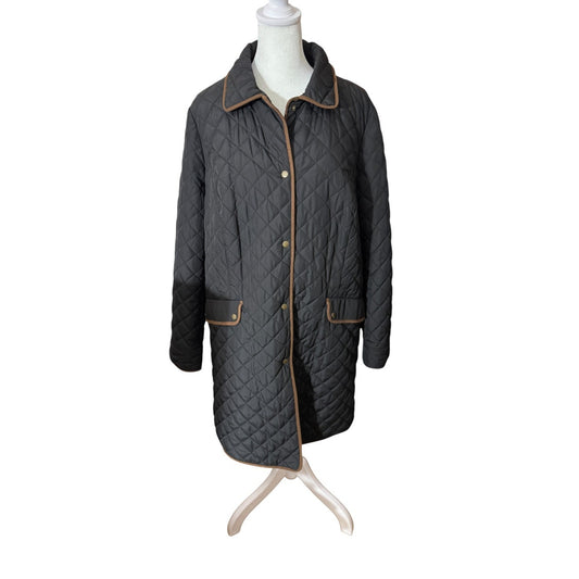 Barn Jacket Talbots Size 1X Quilted Brown Two-Tone Classic Fall Winter Coat