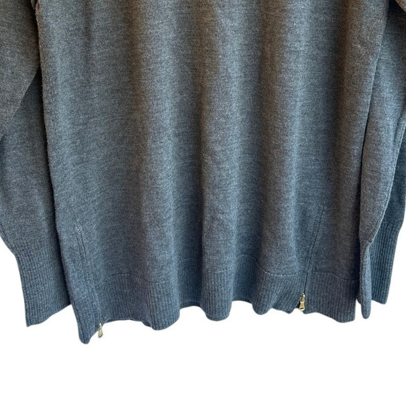 Talbots Women’s Grey Sweater – Size L Soft Knit with Side Hem Zippers