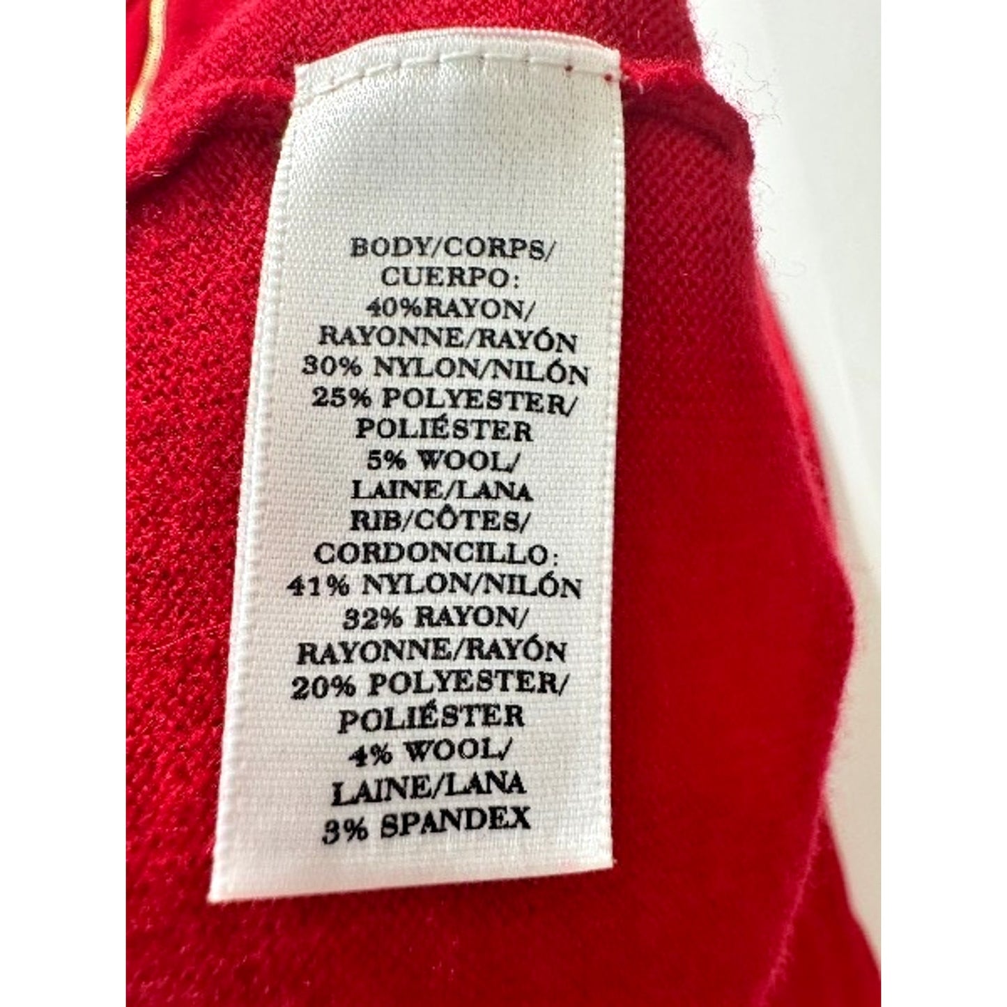 Red Sweater Talbots Size XLP Lightweight Holiday Knit Zipper Back Detail