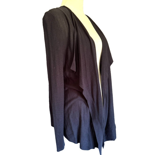 Women's Drape Front Cardigan Knit Sweater Navy Blue Long Sleeve Verve Ami XL EUC