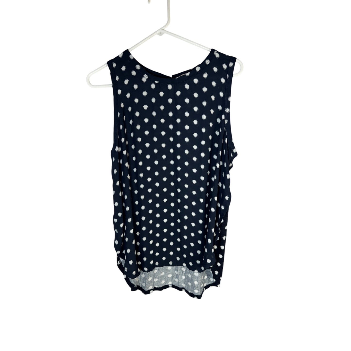Vintage LOFT Sleeveless Top - Navy Blue Polka Dot - Large