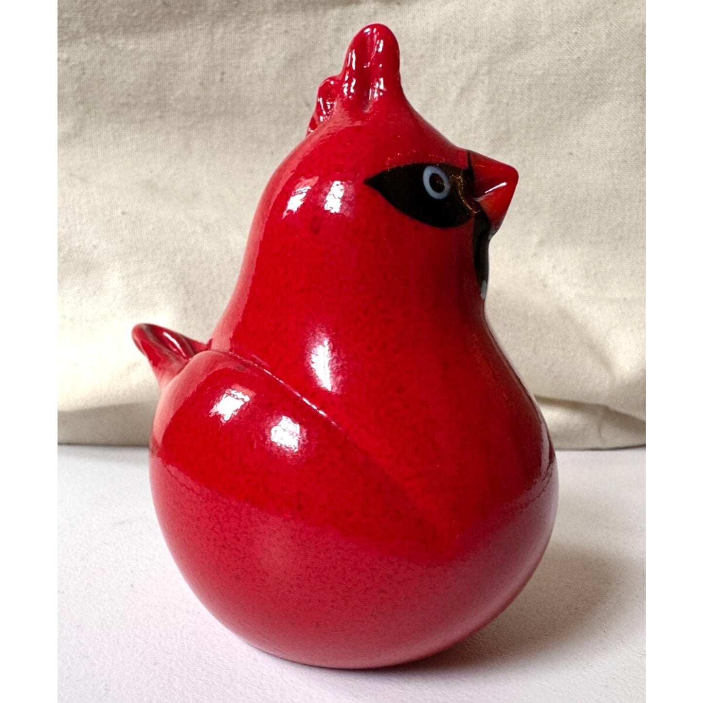 Vintage Orient And Flume Red Cardinal Art Glass Figurine Paperweight 1990s