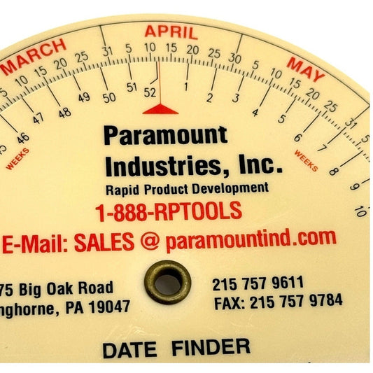 Vintage Dial Date Finder - Paramount Industries Langehorne PA 1996 Promotional