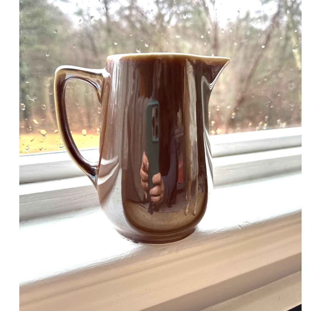 Vintage Brown Glazed China Creamer or Milk Jug - Fraunfelter Ohio China 293