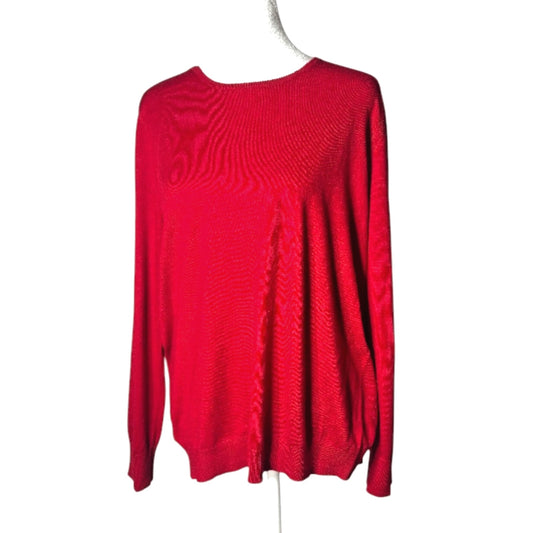 Red Sweater Talbots Size XLP Lightweight Holiday Knit Zipper Back Detail