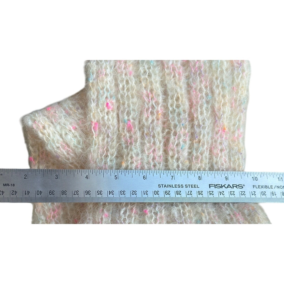 Vintage 1980s Woof HandKnit Cream Pastel Scarf - Mohair Merino - NWOT