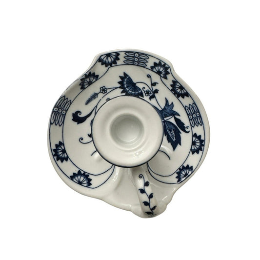Antique Blue and White Porcelain Candleholder Vienna Woods Fine China Delft Styl