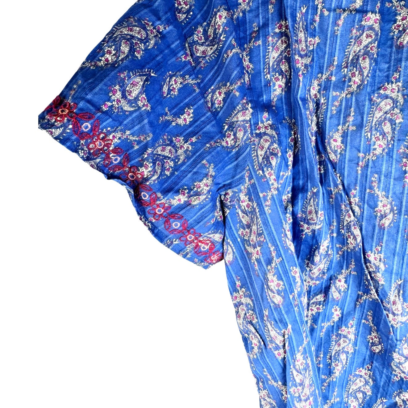 J Jill Blue Paisley Top - Light Breezy Cotton - Women's XL with Short Sleeves