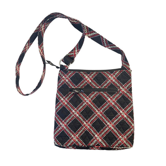 Vera Bradley Minsk Plaid Black White Red Crossbody Bag Purse Quilted Hipster