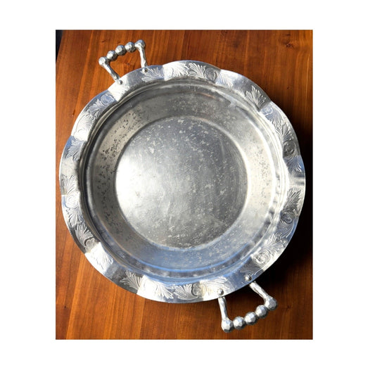 Rare Vintage Forged Aluminum Everlast Tray 1124 - Floral Fluted Edge MCM Design