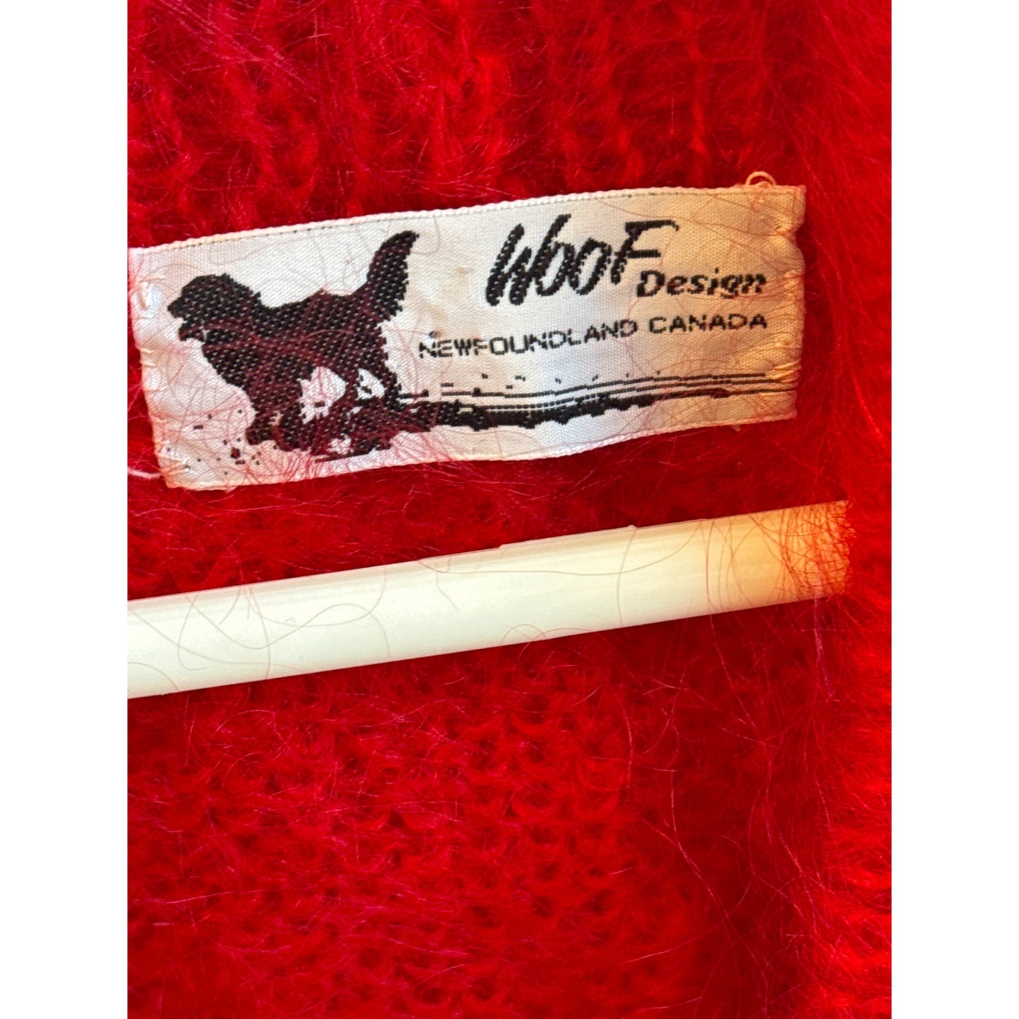 Vintage 1980s Woof Hand-Knitted Red Cardigan Sweater - Mohair and Merino - NWOT