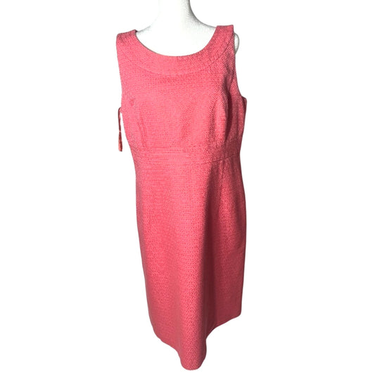 Sheath Dress LOFT PInk Size 14 Fitted Jaquard-Style Blend Retro Look