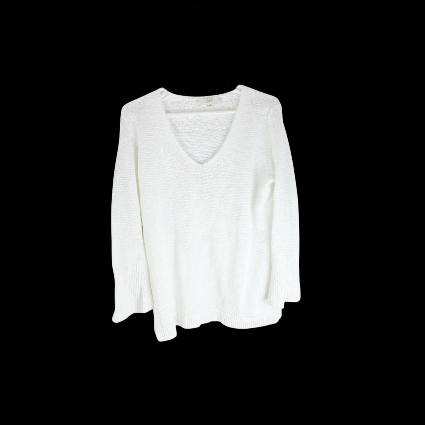 White Sweater with V Neck - Ann Taylor Loft - Extra Large