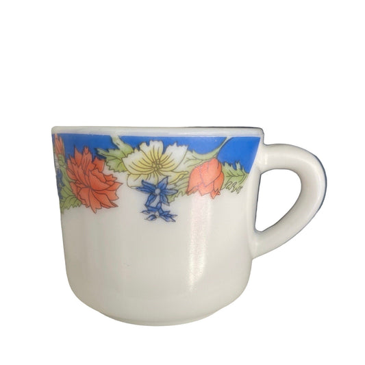 Vintage Opalware Espresso Cups - Set of 5 - Diplomat Royal Floral - 1970s