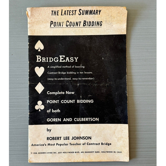 Vintage Bridgeasy 1958 Complete New Point Count Bidding Goren Culbertson
