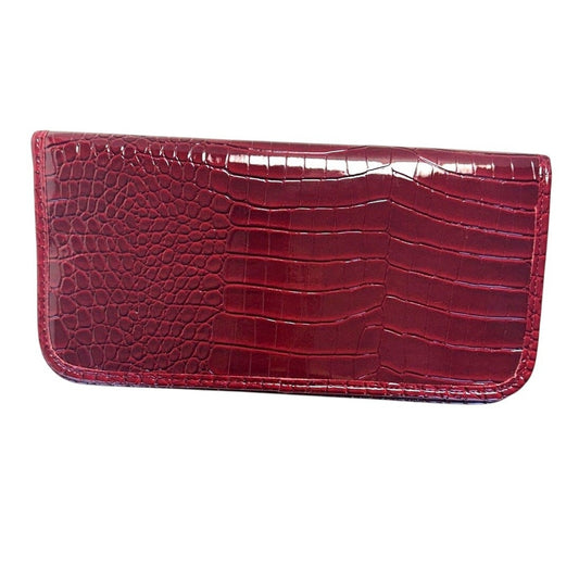 Samantha Brown To-Go Croco RFID Travel Organizer Burgundy Clutch Wallet NWOT