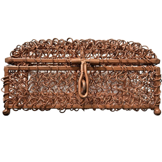 Vintage Brass Box of Woven Chainmail Hinged and Lidded 12 x 9 inches 2.5 lbs