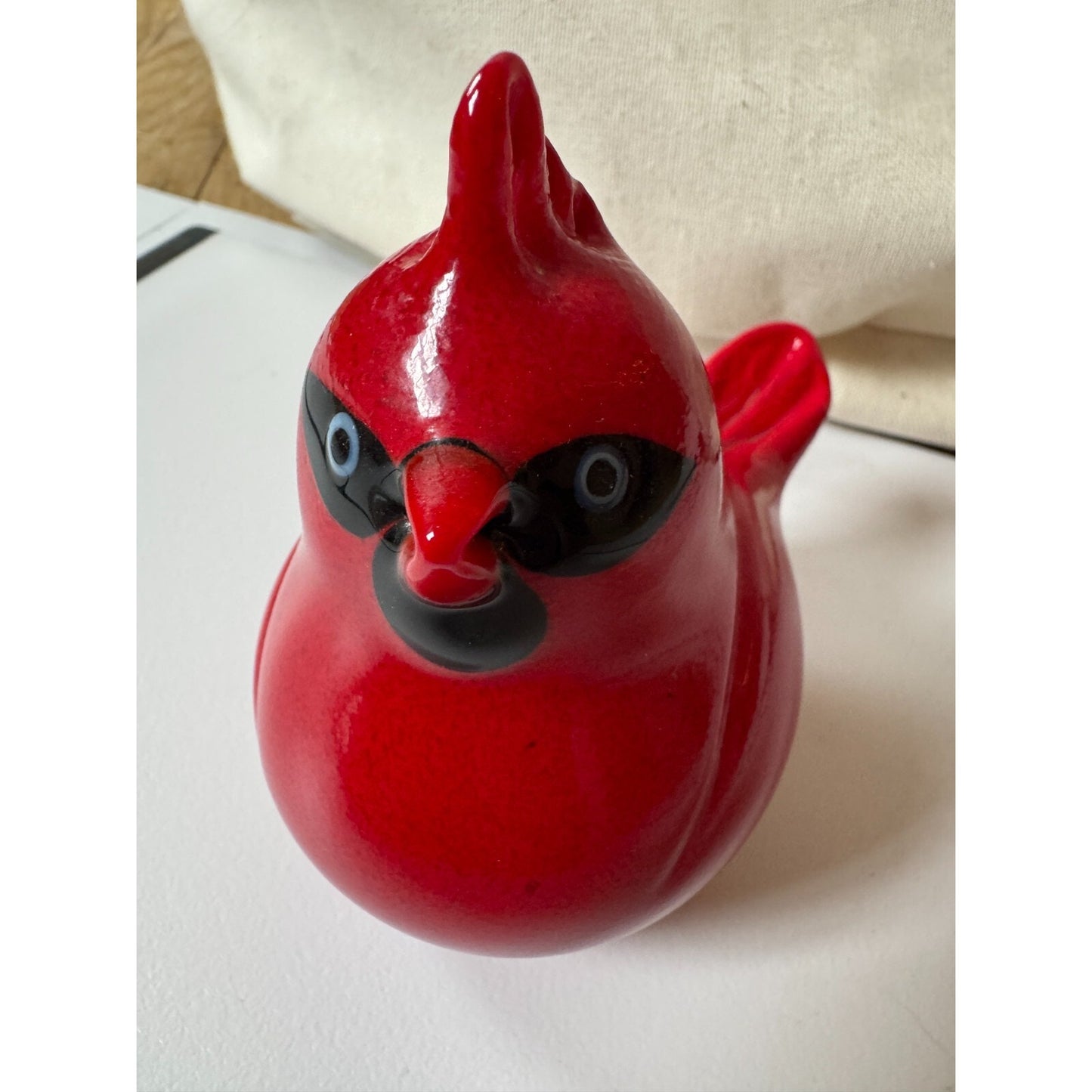 Vintage Orient And Flume Red Cardinal Art Glass Figurine Paperweight 1990s