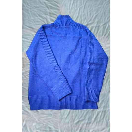 LOFT Blue Ribbed Knit Turtleneck Sweater Women’s Large Soft Classic Pullover
