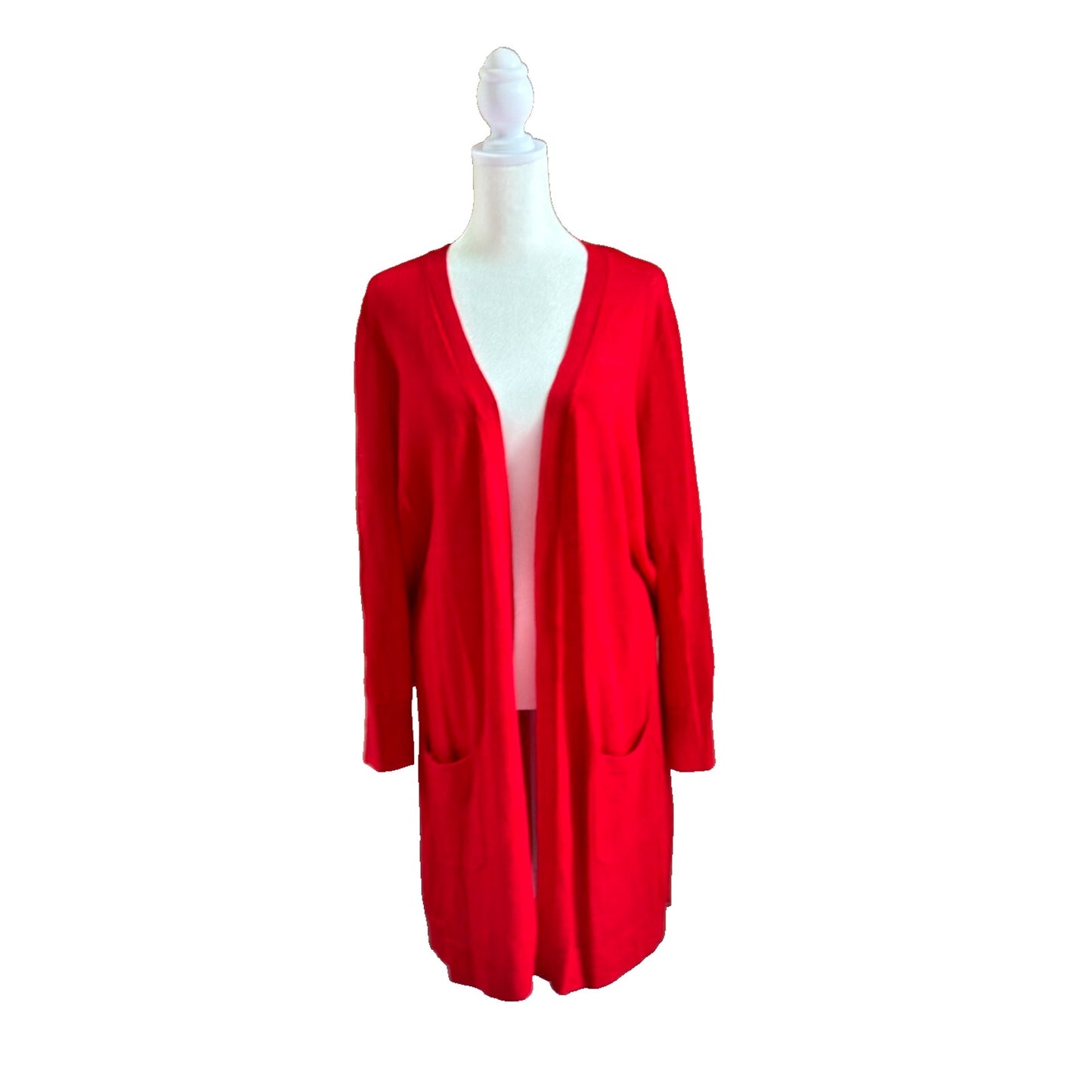 Halogen Open Front Cardigan Duster Womens XL Petite Linen Blend Lightweight Knit