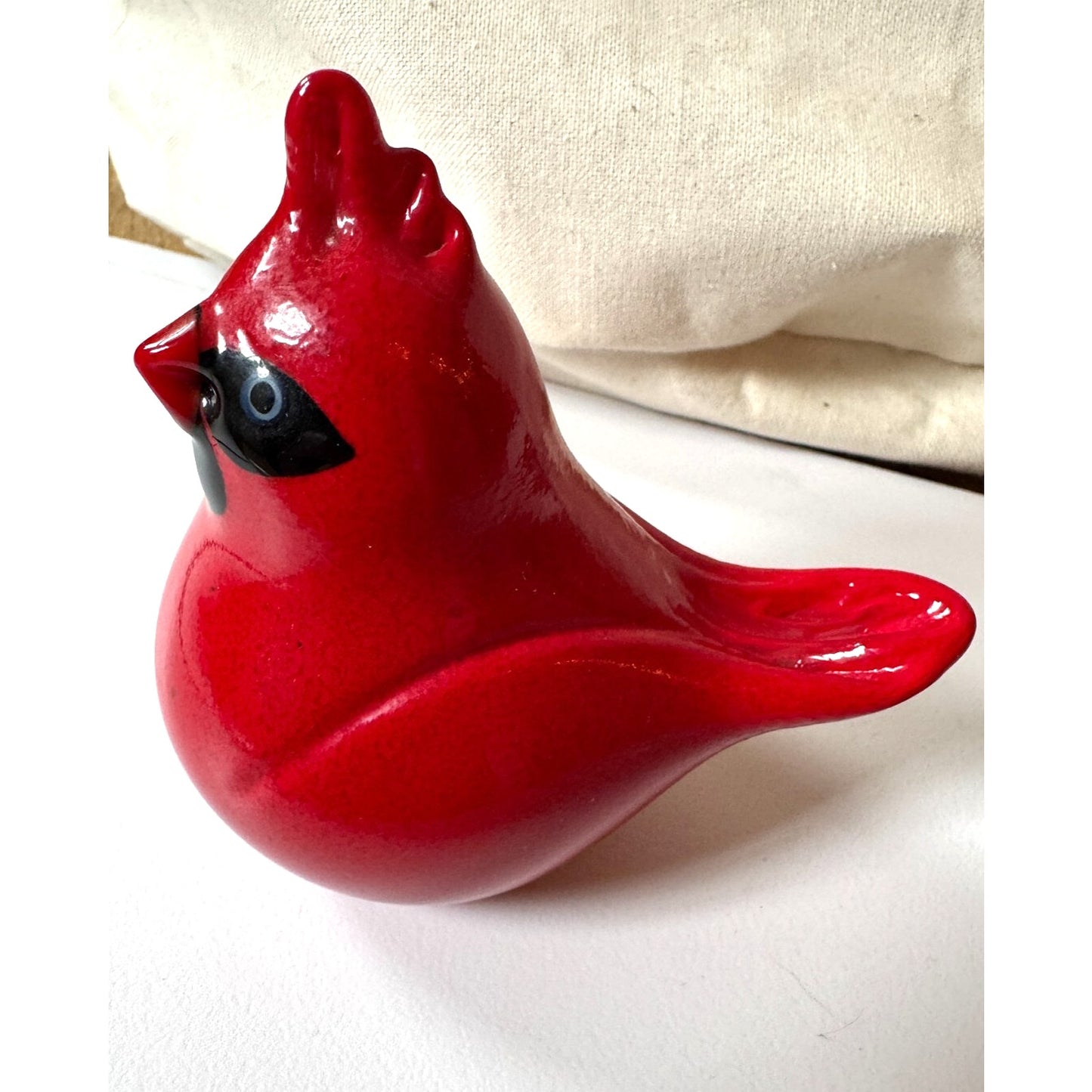Vintage Orient And Flume Red Cardinal Art Glass Figurine Paperweight 1990s