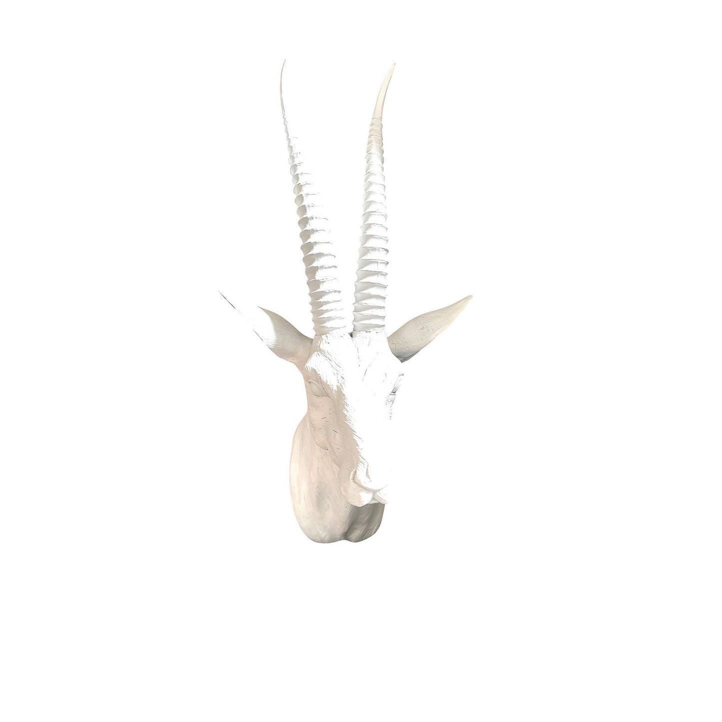 Vintage White Ceramic Wall-Mounted Antelope Head - Approx 21" Tall Plaster Decor