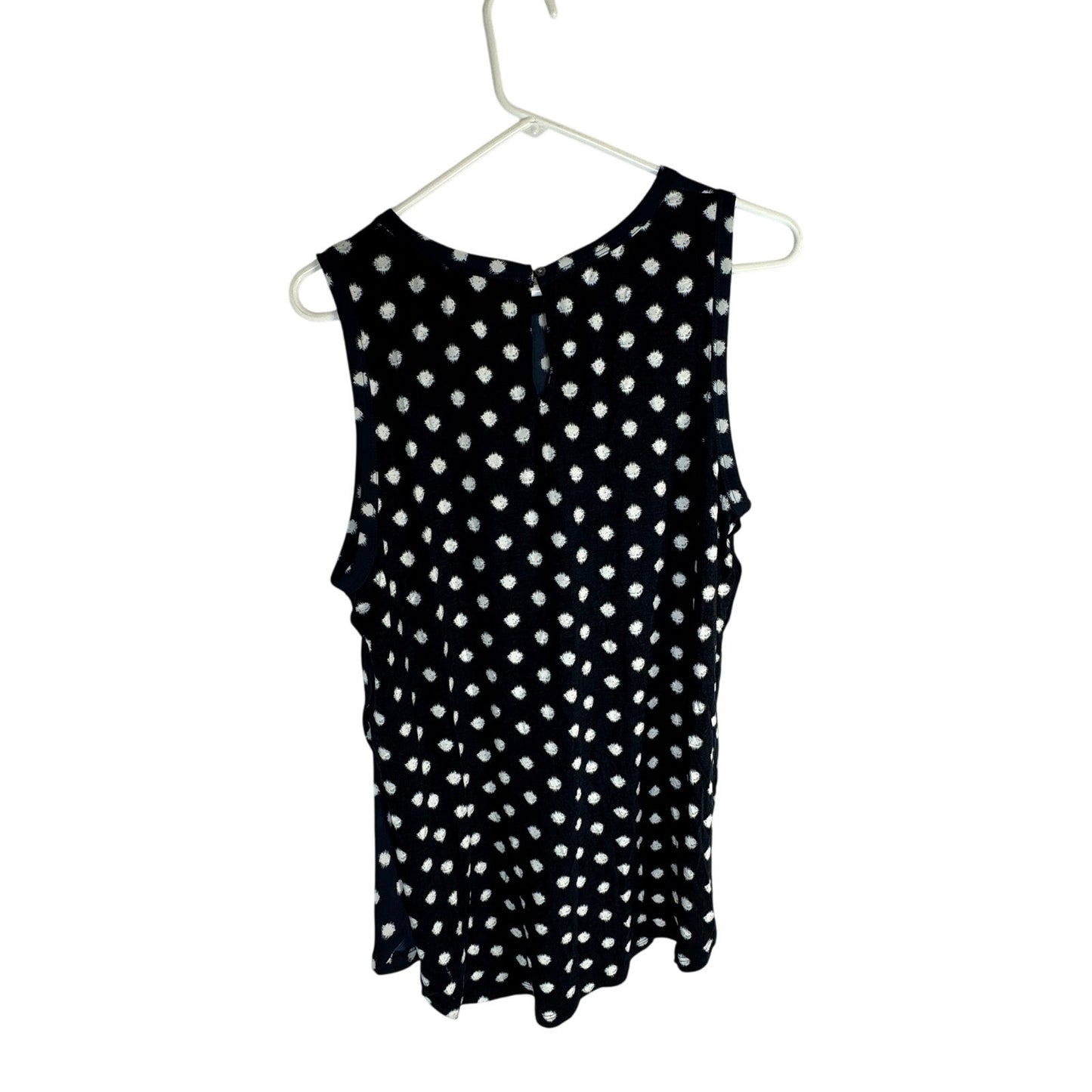 Vintage LOFT Sleeveless Top - Navy Blue Polka Dot - Large