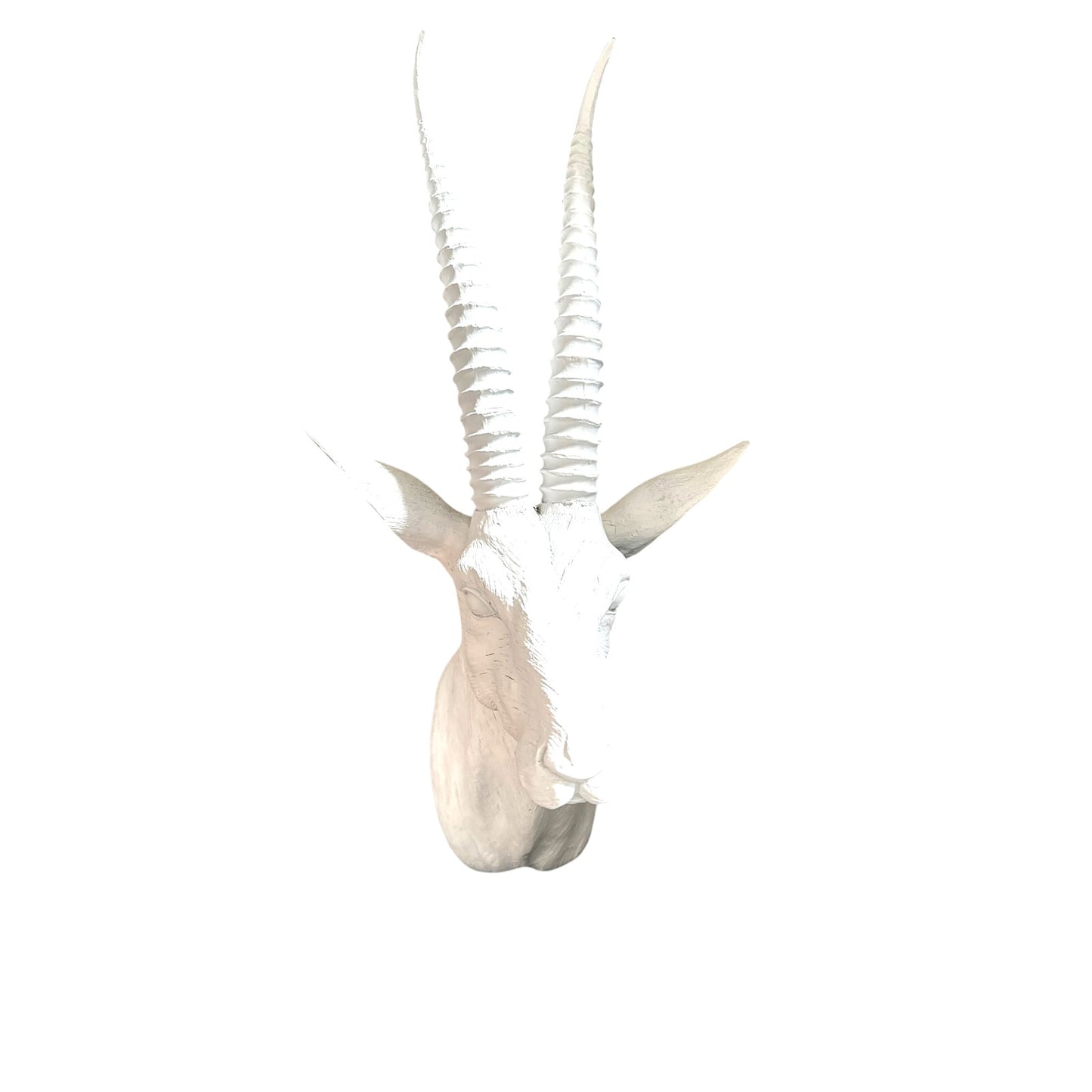 Vintage White Ceramic Wall-Mounted Antelope Head - Approx 21" Tall Plaster Decor