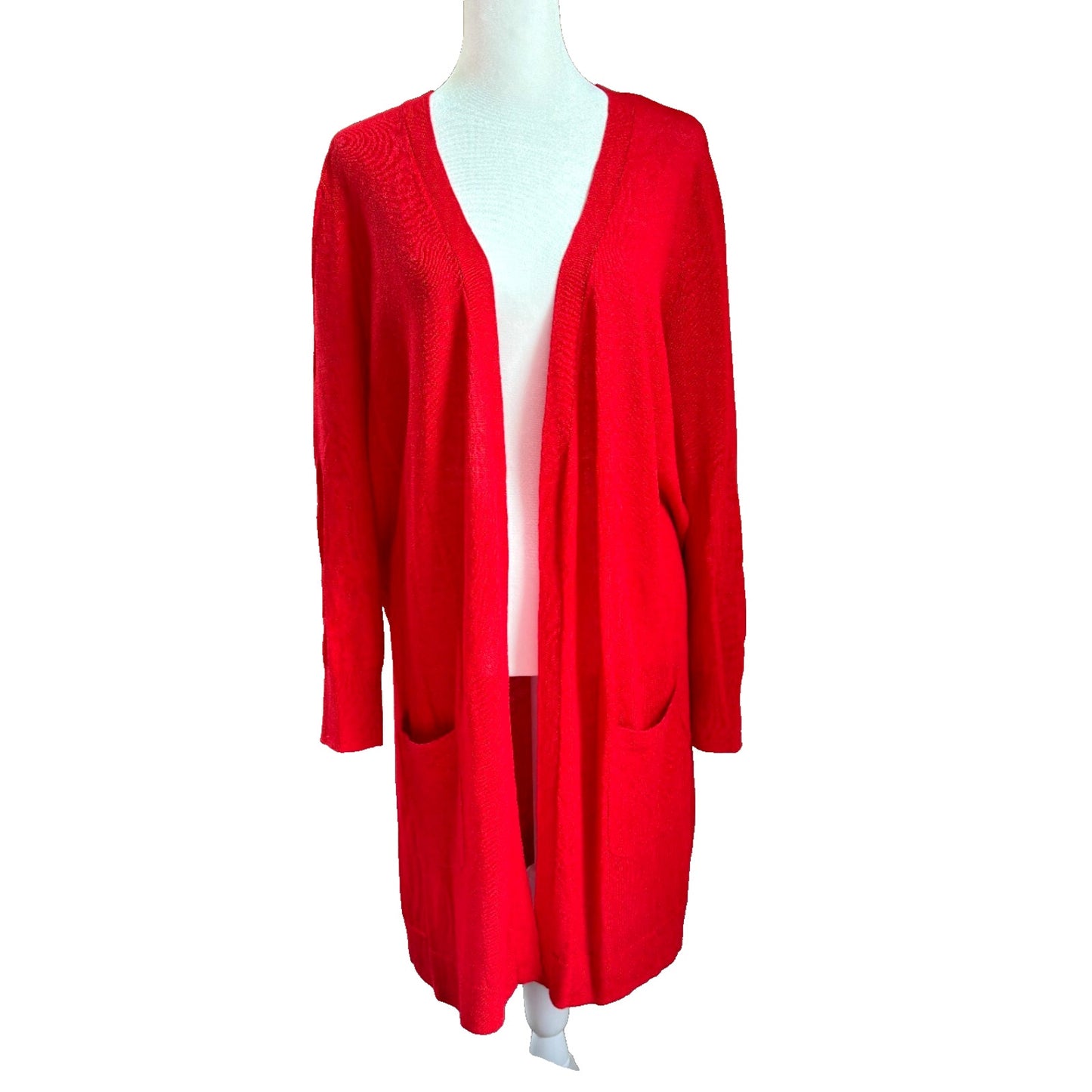 Halogen Open Front Cardigan Duster Womens XL Petite Linen Blend Lightweight Knit