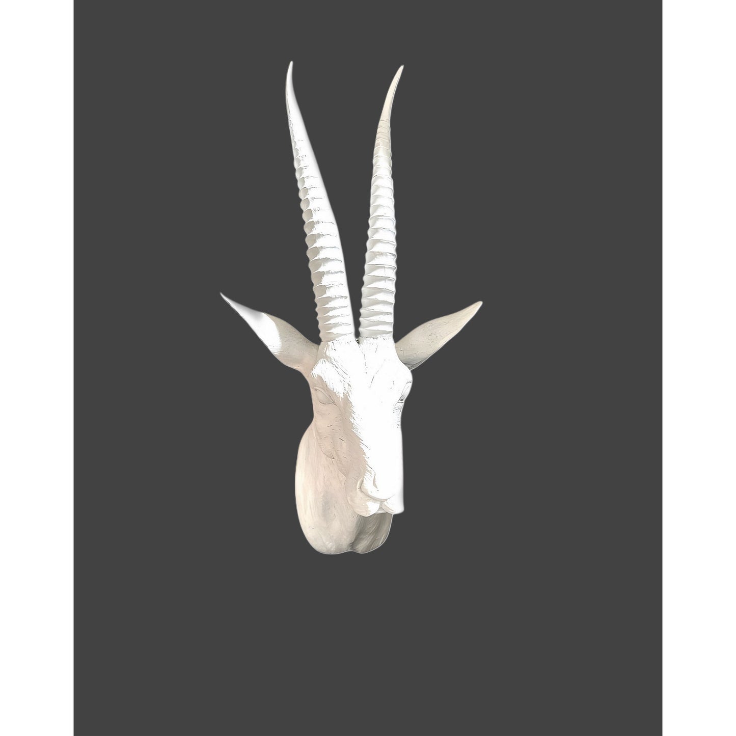 Vintage White Ceramic Wall-Mounted Antelope Head - Approx 21" Tall Plaster Decor