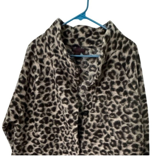 Christian Siriano Leopard Print Coat Women’s 1X Trendy Animal Print Outerwear