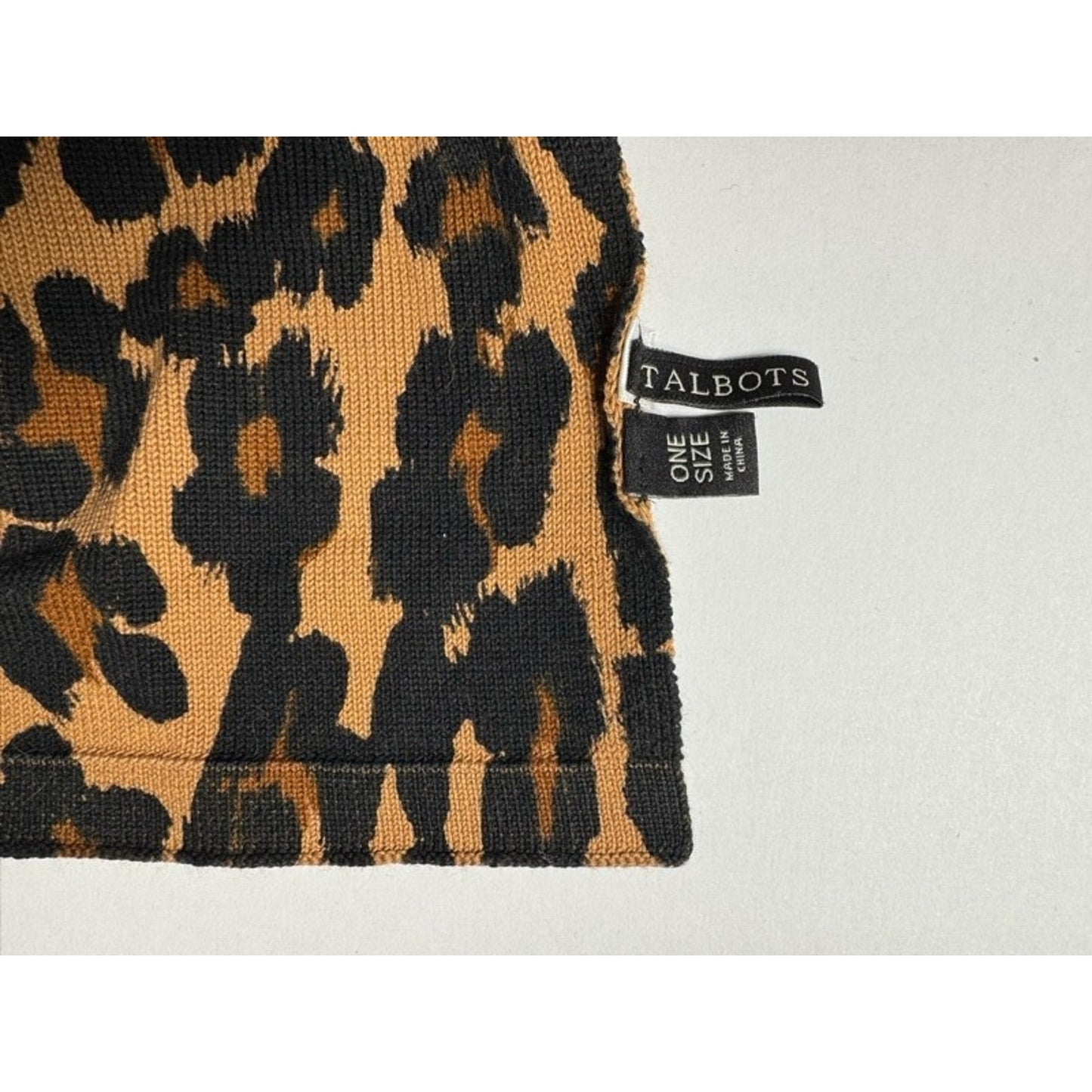 Talbots Leopard Print Wrap Shawl Open Front Knit Fabric Lined One Size