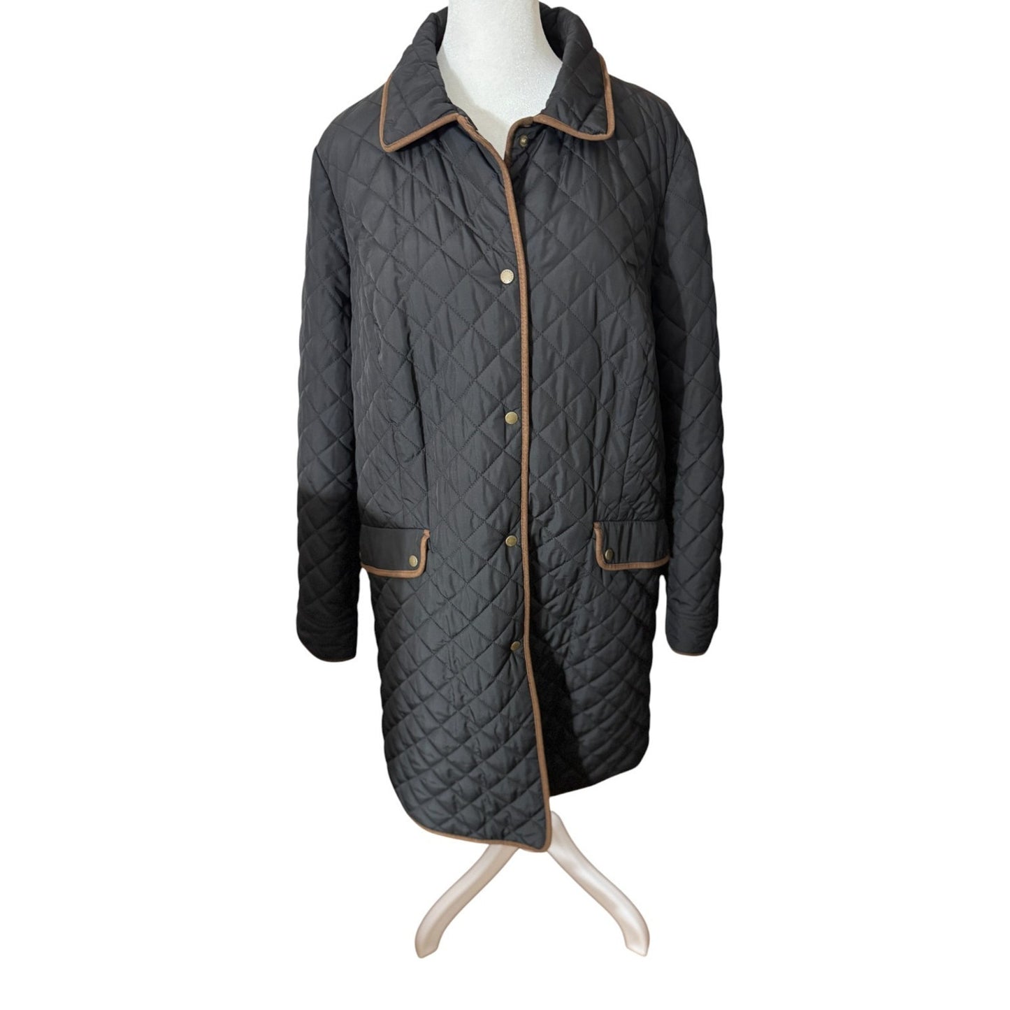 Barn Jacket Talbots Size 1X Quilted Brown Two-Tone Classic Fall Winter Coat