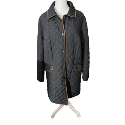 Barn Jacket Talbots Size 1X Quilted Brown Two-Tone Classic Fall Winter Coat