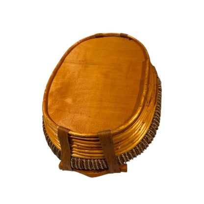 Vintage Handwoven Wicker Basket w Handle Handmade In Philippines