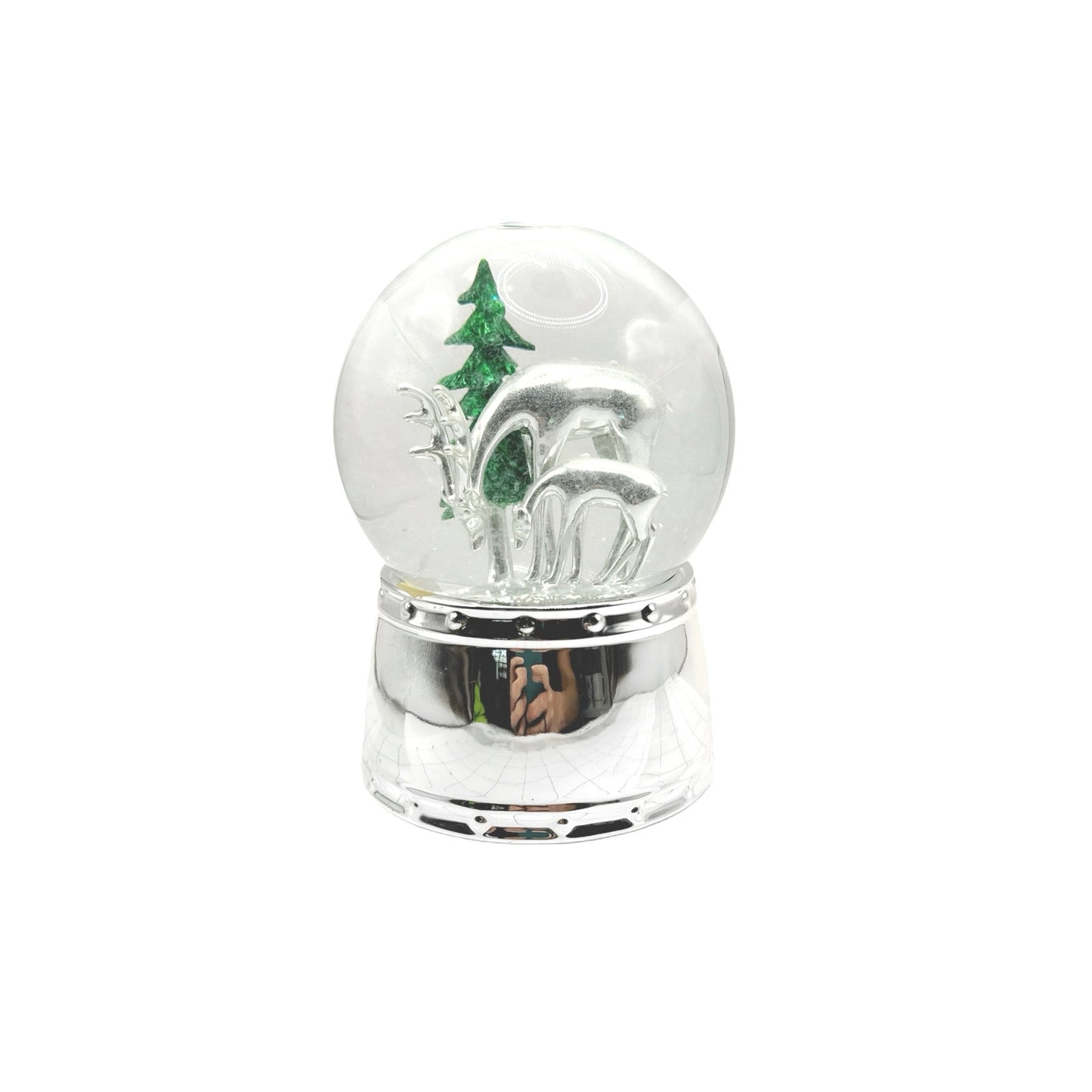 Holiday Snow Globe Music Box - Deer & Tree Winter Scene - Christmas Decor