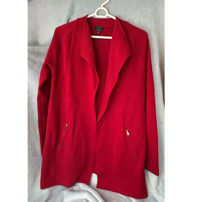 Talbots Open Front Cardigan Sweater Size M – Cranberry Red Pure Merino Wool