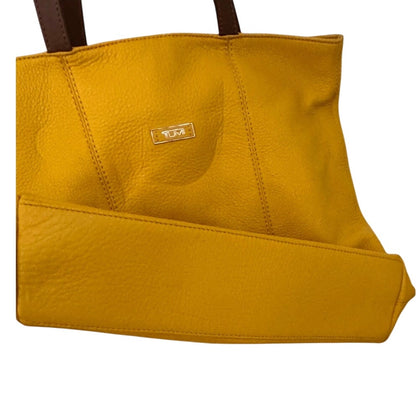 Vintage Tumi Yellow Pebbled Leather Tote Bag – Spacious, Rare Pre-2001 Design