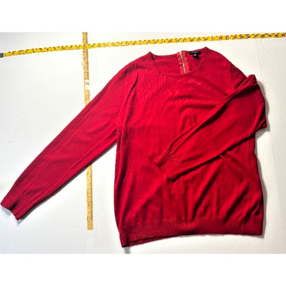 Red Sweater Talbots Size XLP Lightweight Holiday Knit Zipper Back Detail