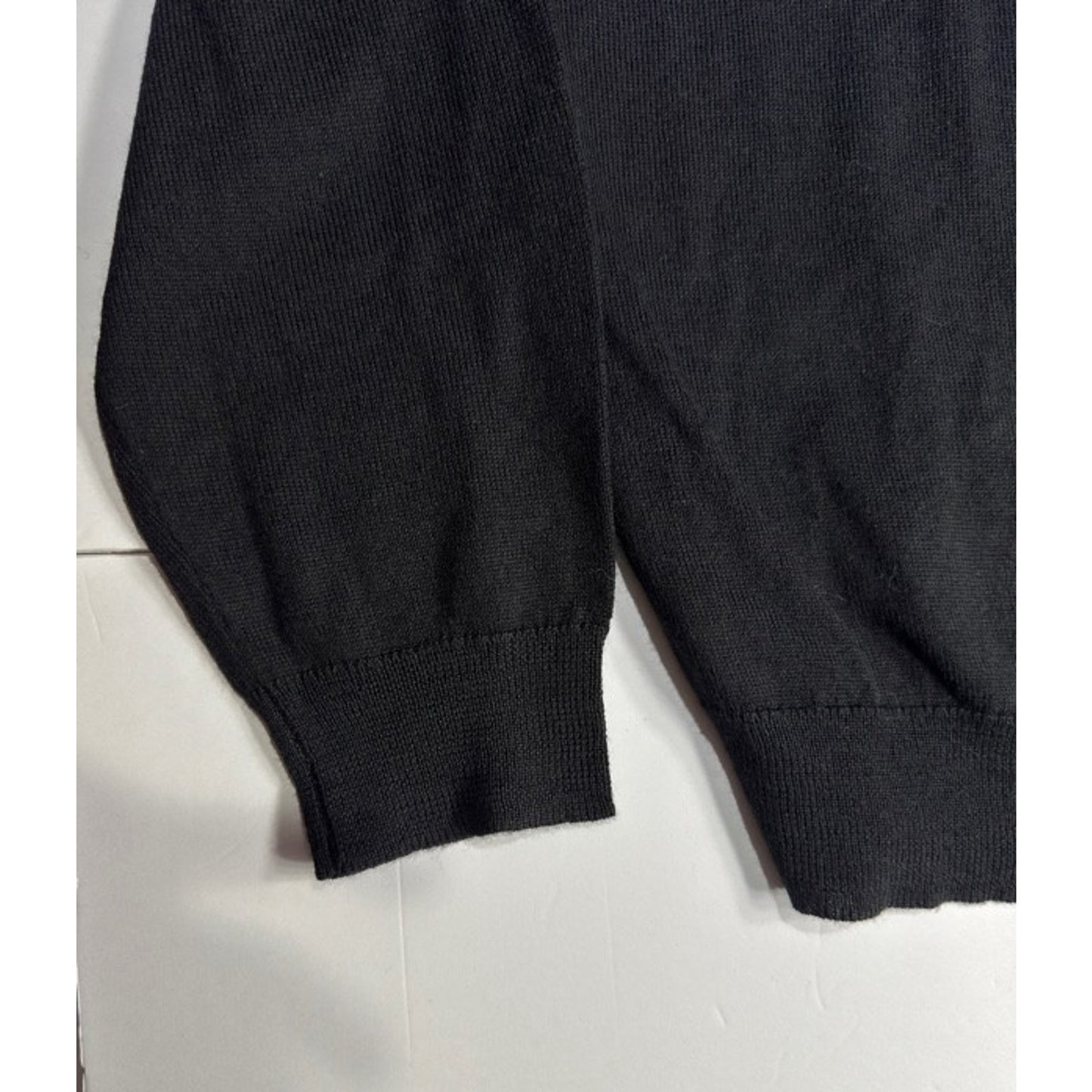 Men's Light Knit Sweater Half Zip Collar Black Size L Club Merino Wool Blend NWT