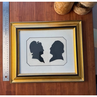 Vintage Old Silhouette Art Martha George Washington Portraits Signed Perdrisat